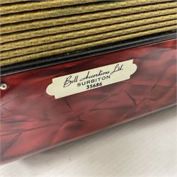 German Hohner student II compact accordion with 26 keys and 12 bass registers in a hard case With tutor