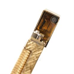 Dunhill gold-plated lighter, with textured case, boxed