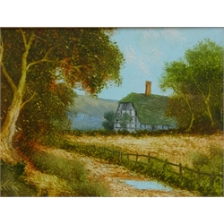  'Cockersand Lighthouse', watercolour signed and dated 1919 by G. S. Harrison, Figure Walking Down a Country Path, watercolour, Rural Cottage Scenes, four oils on board, Harbour and Rural Scene, two oils by the same hand and two prints max 27cm x 38cm (10)   