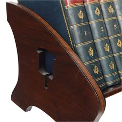 Edwardian book trough, the serpentine ends with boxwood stringing, pierced foliate keyhole shaped detail, and integrated shaped supports, housing Scott, Sir Walter, Poetical Works, Edinburgh, 1868, 12 vols, book trough 18.5cm x 38cm x 22.5cm

