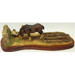  Border Fine Arts large limited edition group of a shire horse ploughing 'Ploughman's Lunch', No. 1353/1750, L46cm  