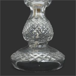 Waterford glass table lamp of baluster form with dome shade and hobnail cut decoration H36cm