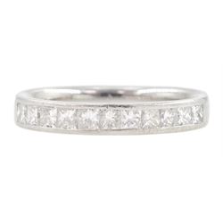 Platinum princess cut diamond half eternity ring by Hugh Rice ...