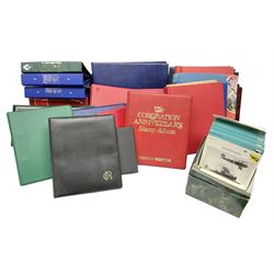 Various empty albums and folders, World stamps including Afghanistan, Bulgaria, Chile, Cuba, Czechoslovakia, British Antarctic Territory, Peru etc, in one box