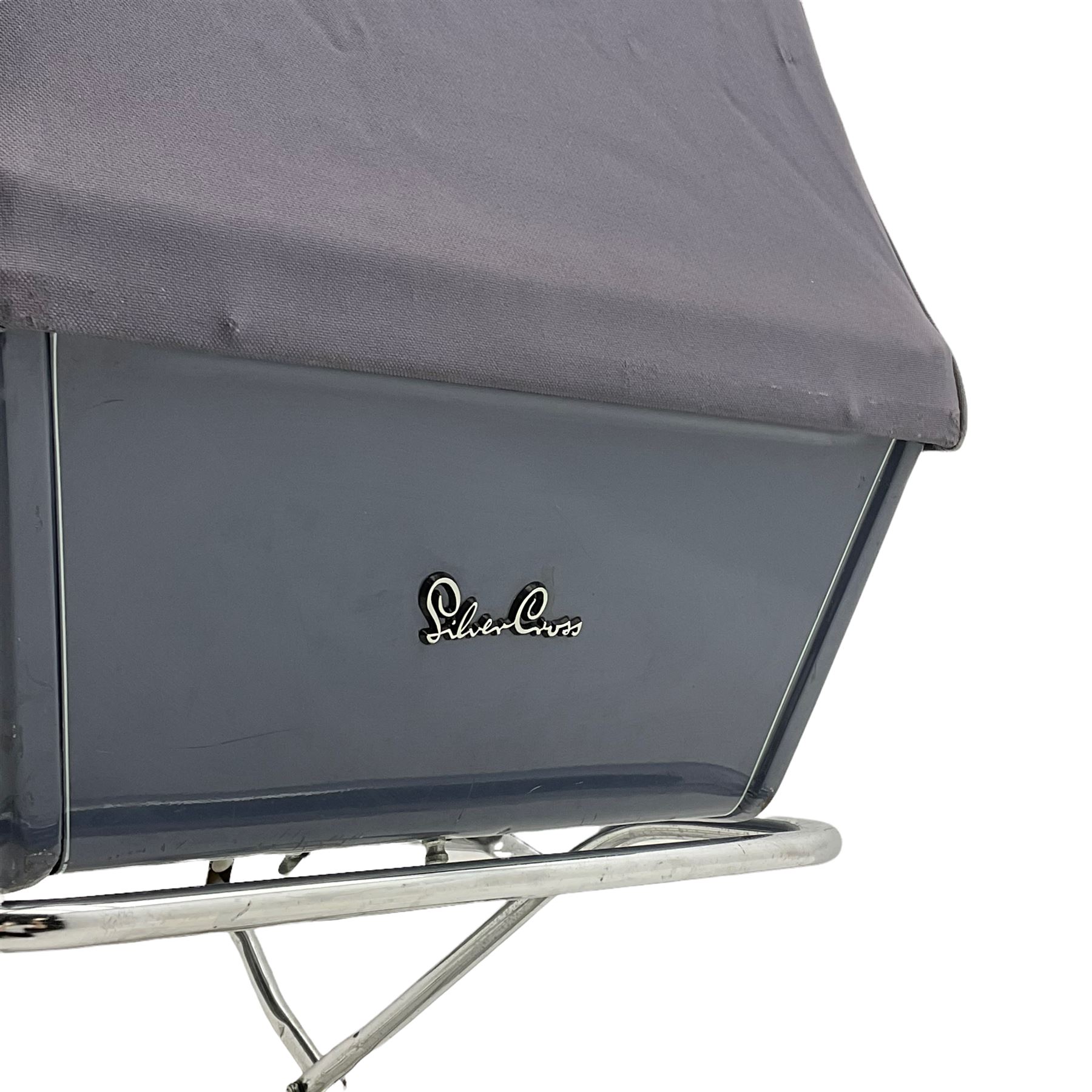 Silvercross pram, in light blue finish on chromed metal frame