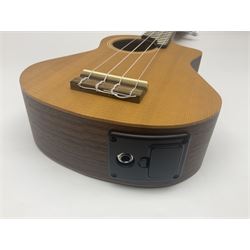 Eleuke EASC-S solid spruce top soprano electric cutaway ukulele L51cm; in carrying case