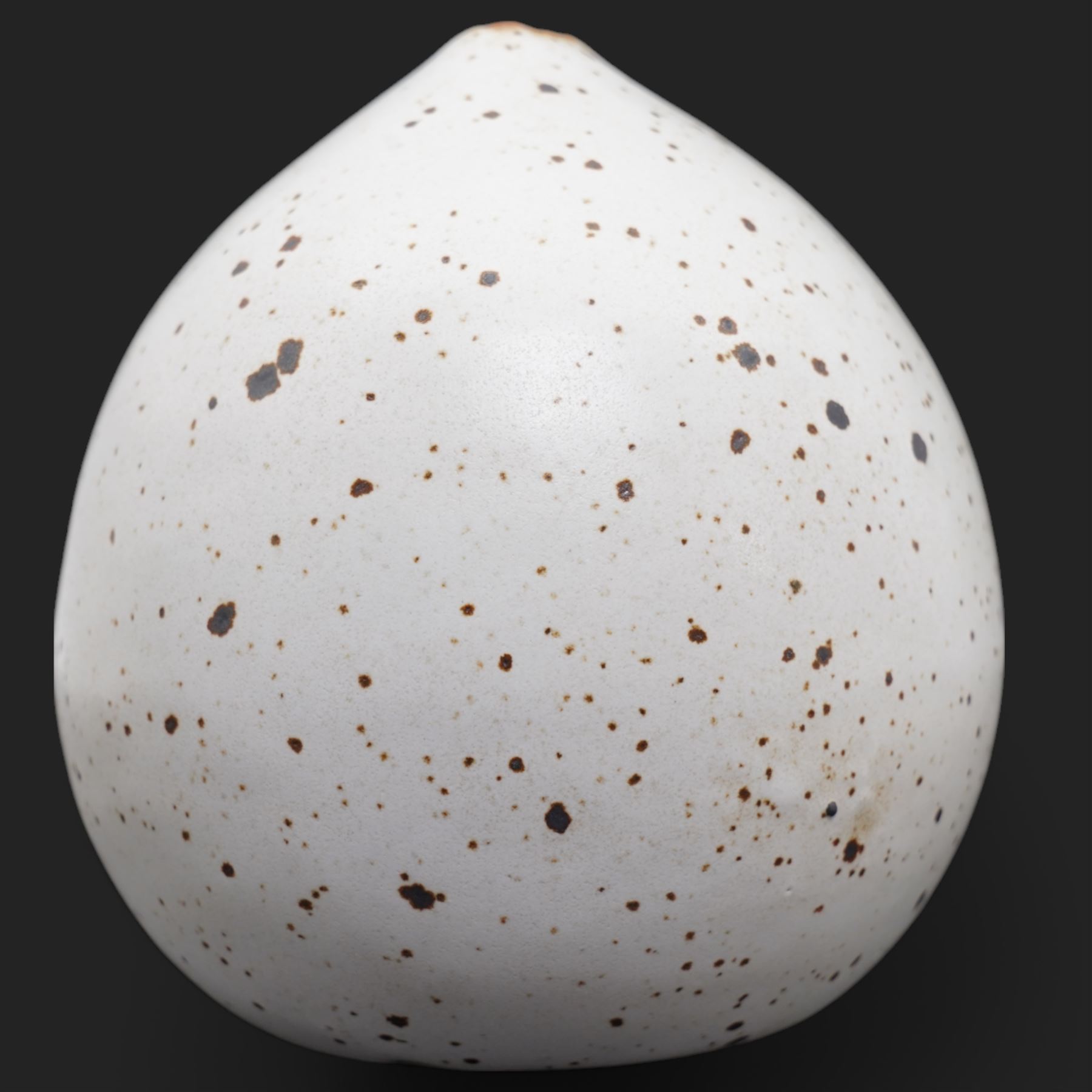 Joanna Constantinidis (1927-2000); studio pottery stoneware posy vase, of ovoid form, in white glaze with brown speckles, impressed C mark to base, H10cm