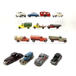 Various Scandinavian Makers - thirteen unboxed and playworn die-cast models comprising K.A. Birk & Co Copenhagen van; BT Denmark car; Stula Denmark car; six Tekno Denmark including Morris Oxford car and caravan, Esso Tanker, ambulance, open lorry, Volvo PV544 etc; three Vilmer Denmark trucks; and Minicar Norway timber lorry (13)