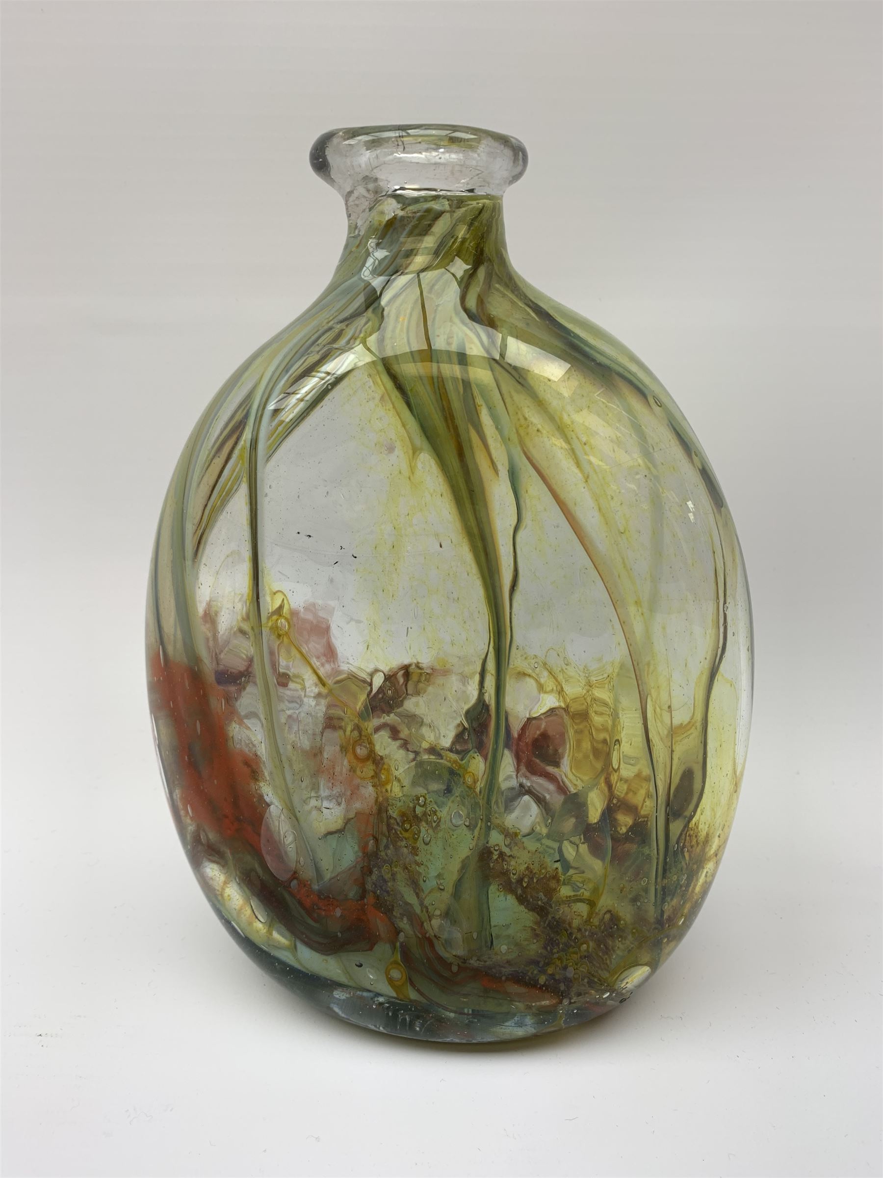 Sam Herman (Mexican b. 1936): art glass vase of slightly irregular ovoid form, signed and dated 1969, H23cm 