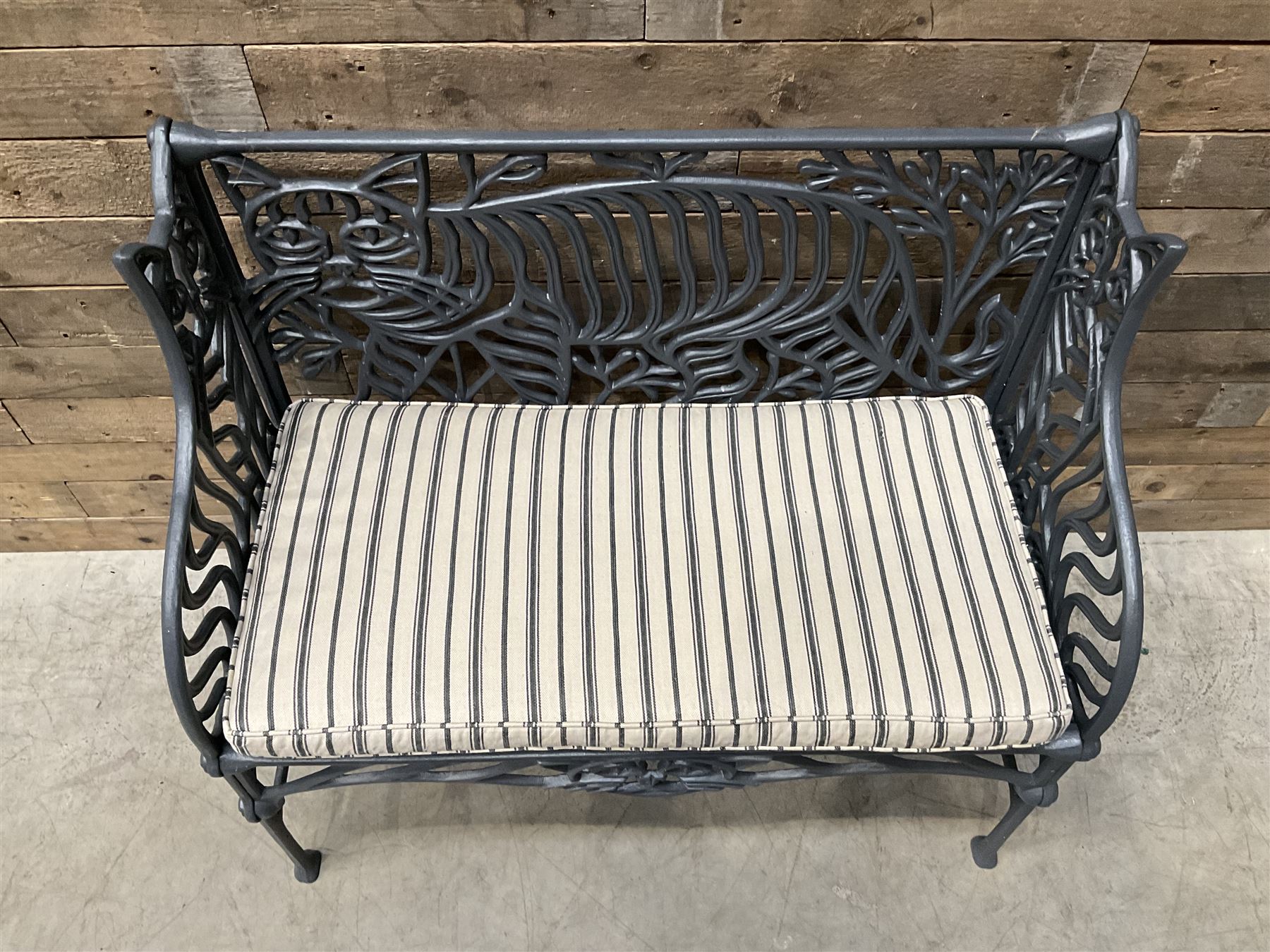 Richard Bawden (1936-2024); - Cat design painted cast iron garden bench