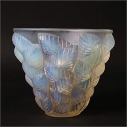 Rene Lalique (French, 1860-1945), Moissac pattern opalescent glass vase, model 992, designed circa 1930, moulded signature beneath, H13cm