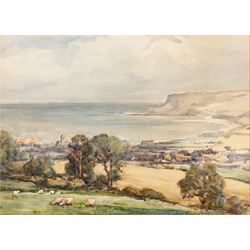 Owen Bowen (Staithes Group 1873-1967): Robin Hood's Bay and Fylingthorpe from Raw, waterco...