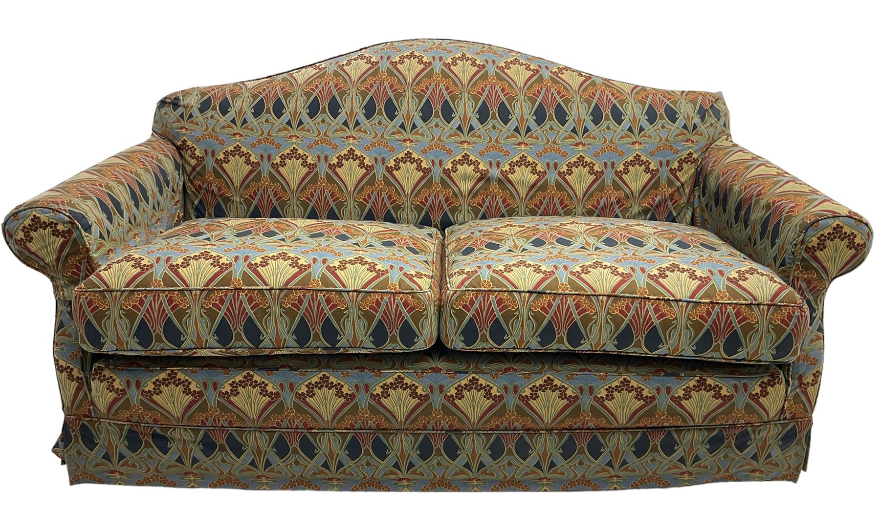 Two seat traditional shape sofa, upholstered in Liberty's 'Lanthe' fabric