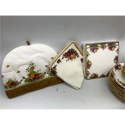 Royal Albert Old Country Roses pattern tea and part dinner service, to include teapot, two open sucriers, two jugs, thirteen cups and saucers, sixteen dessert plates, two cake plates, twelve dinner plates, sauce boat and saucer, etc (approx 114) 