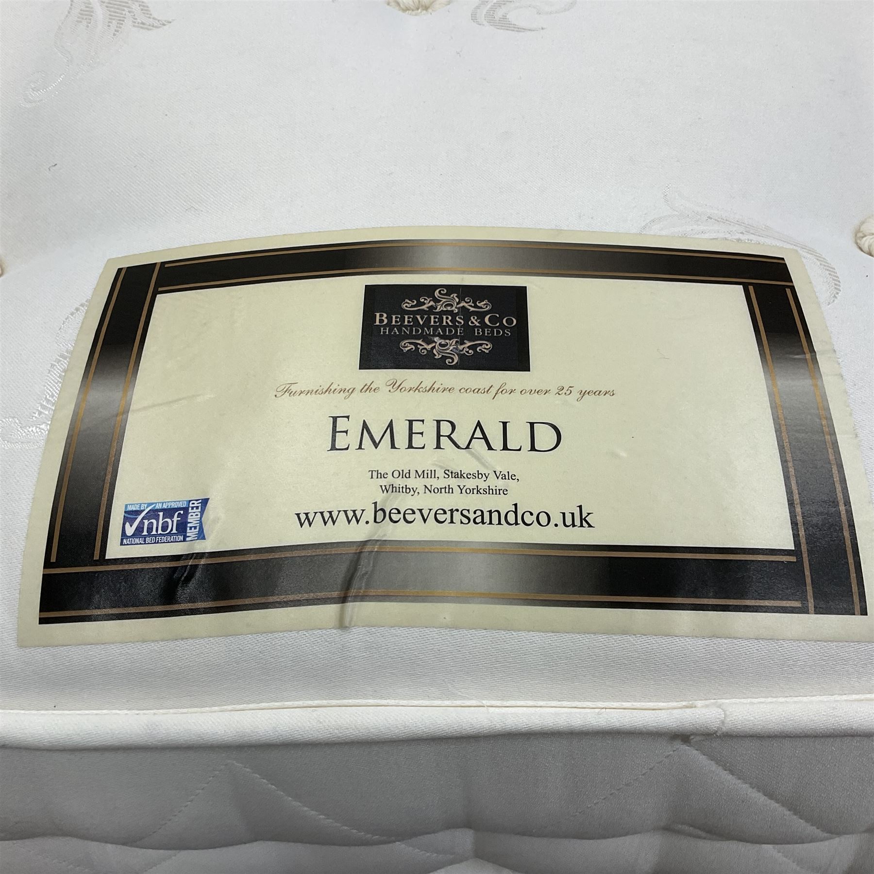 Beevers & Co. Whitby - 'Emerald' 5' King-size divan bed, with grey headboard 