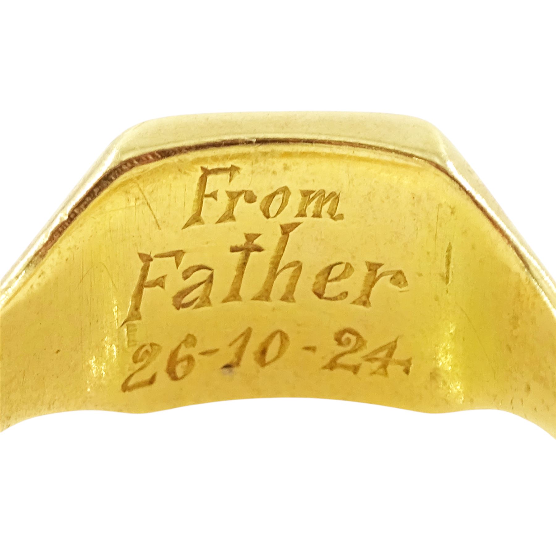 Early 20th century 18ct gold signet ring, monogrammed with initials, hallmarked