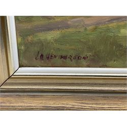 JD Henderson (Scottish 20th century): Eaglesham Hunt, oil on board signed 45cm x 75cm