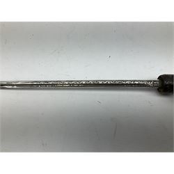 Early 20th century officer's swagger type leather covered sword stick, the 33cm etched single fullered blade marked Wilkinson Pall Mall, with carrying strap L60.5cm