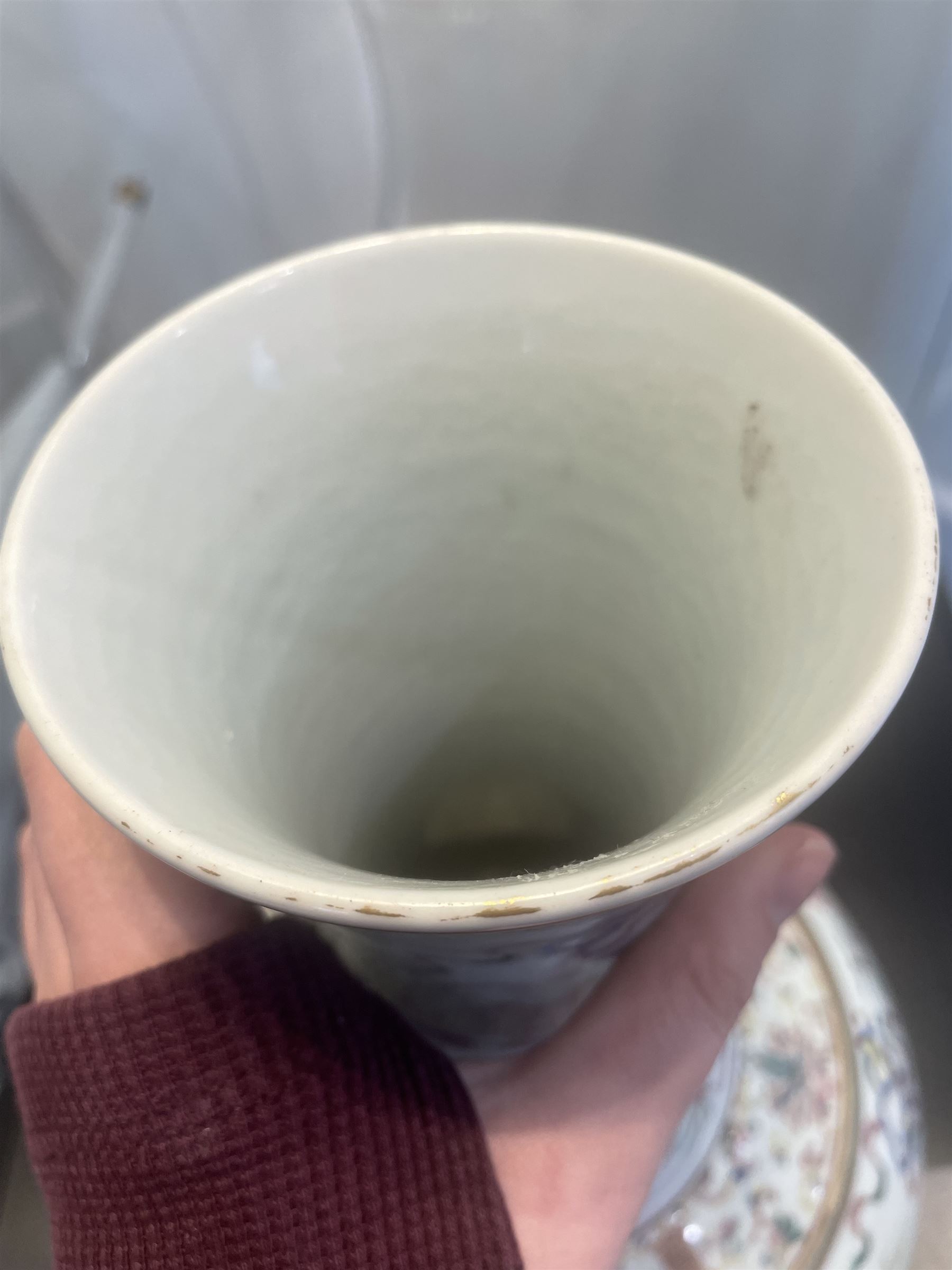 Chinese Qing Dynasty famille rose baluster vase decorated with bats, peaches etc with Tongzhi marks H40cm