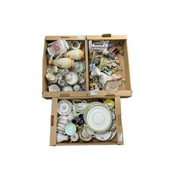 Collection of ceramics including Coalport figure Georgina, Minton plates etc in three boxes 