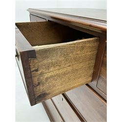 19th century mahogany chest, three short and three long graduating cockbeaded drawers, bracket supports
