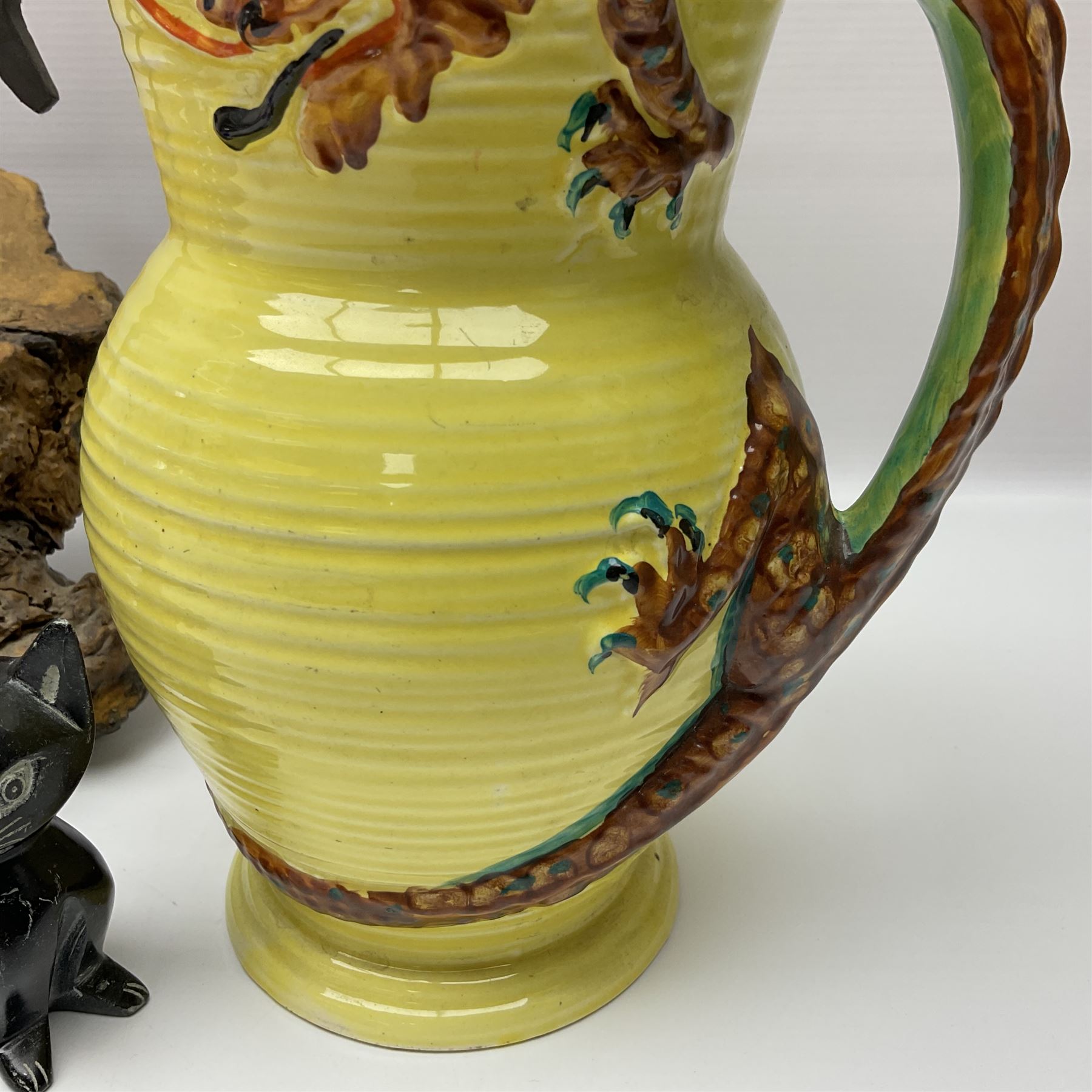 Bristol blue glass vase and goblet, together with Burleigh jug and other collectables