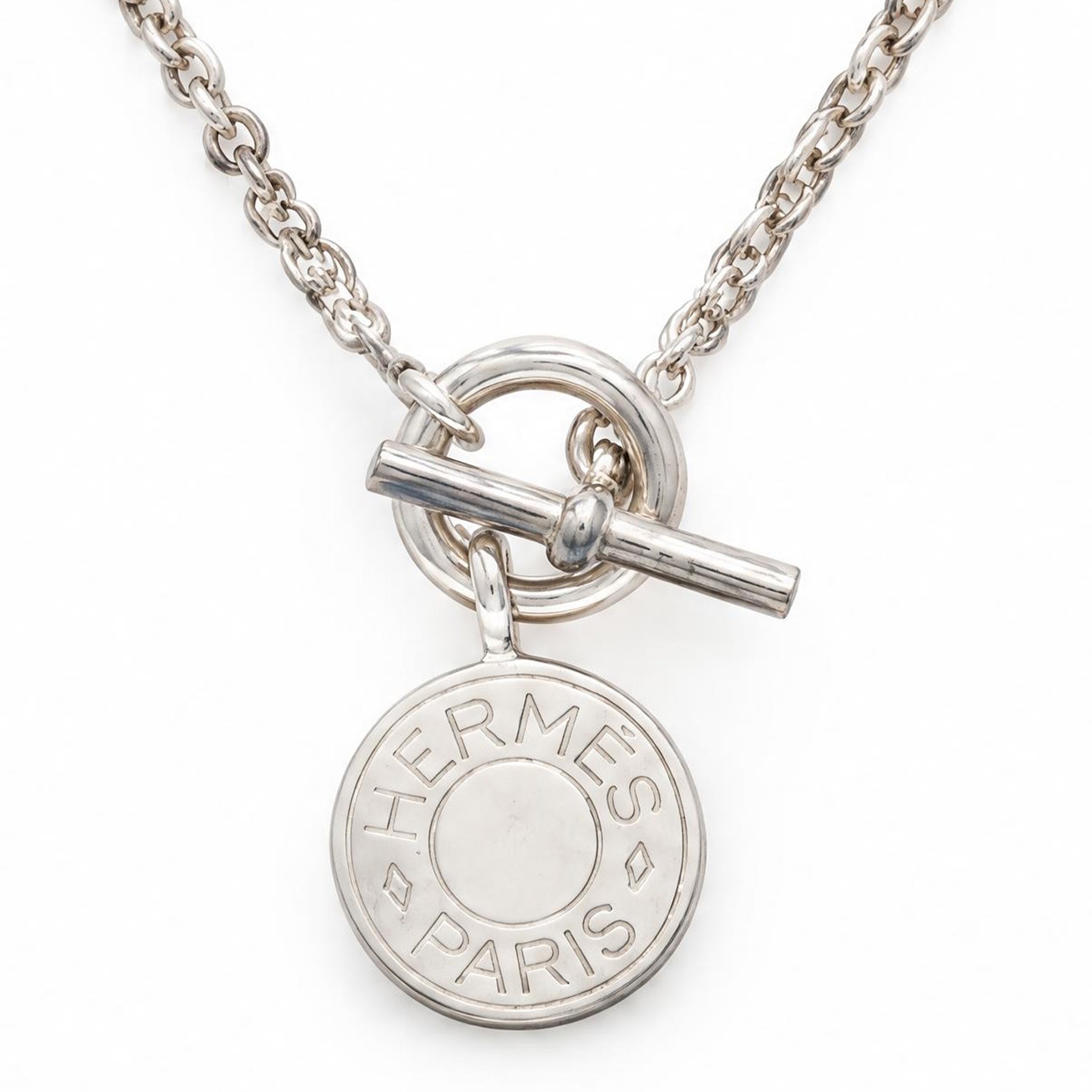Hermès Amulettes Ex-Libres silver pendant necklace, London 2018, boxed