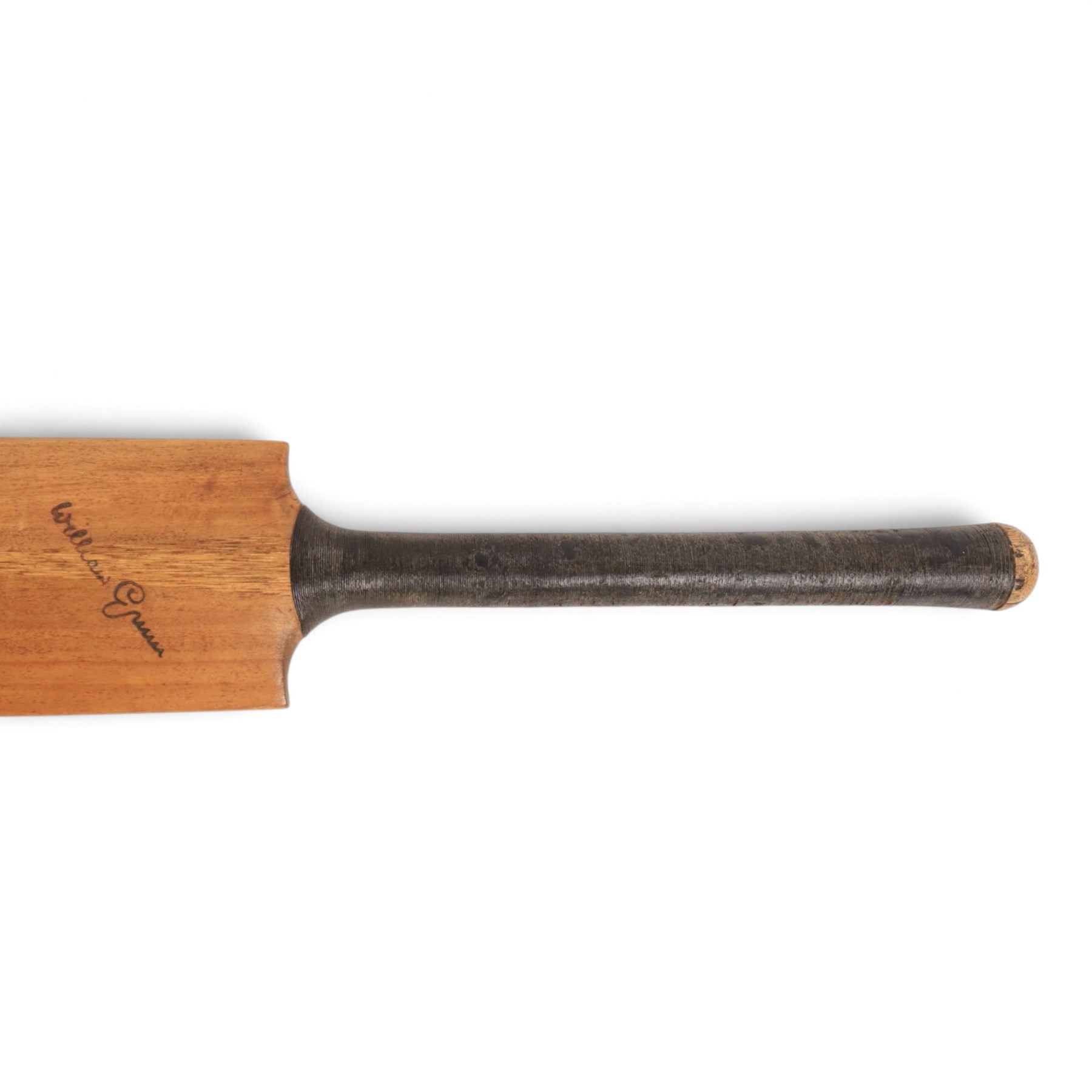 Victorian Jefferies & Malings of Woolwich cricket bat with silver plaque, presented to A.G. Baker for the Highest Average December 1874, together with a Gunn & Moore Ltd 'The Autograph' cricket bat (2)