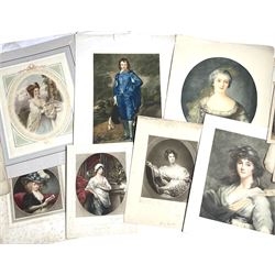 Large collection of 19th century mezzotints and engravings after portrait artists such as Joshua Reynolds, Van Dyke, George Romney, Henry Raeburn, John Downman etc. max 60cm x 40cm (approx. 35)
