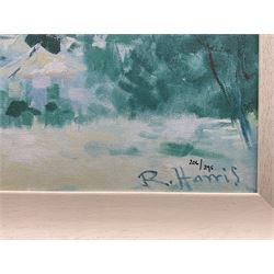 Rolf Harris (Australian 1930-): 'Mending the Nets' 'Mont Sainte Victoire - Homage to Cezanne' and 'Christmas Eve in the Snow', three limited edition giclee prints signed and numbered 53/295, 206/295 and 145/196, max 44cm x 60cm (3)