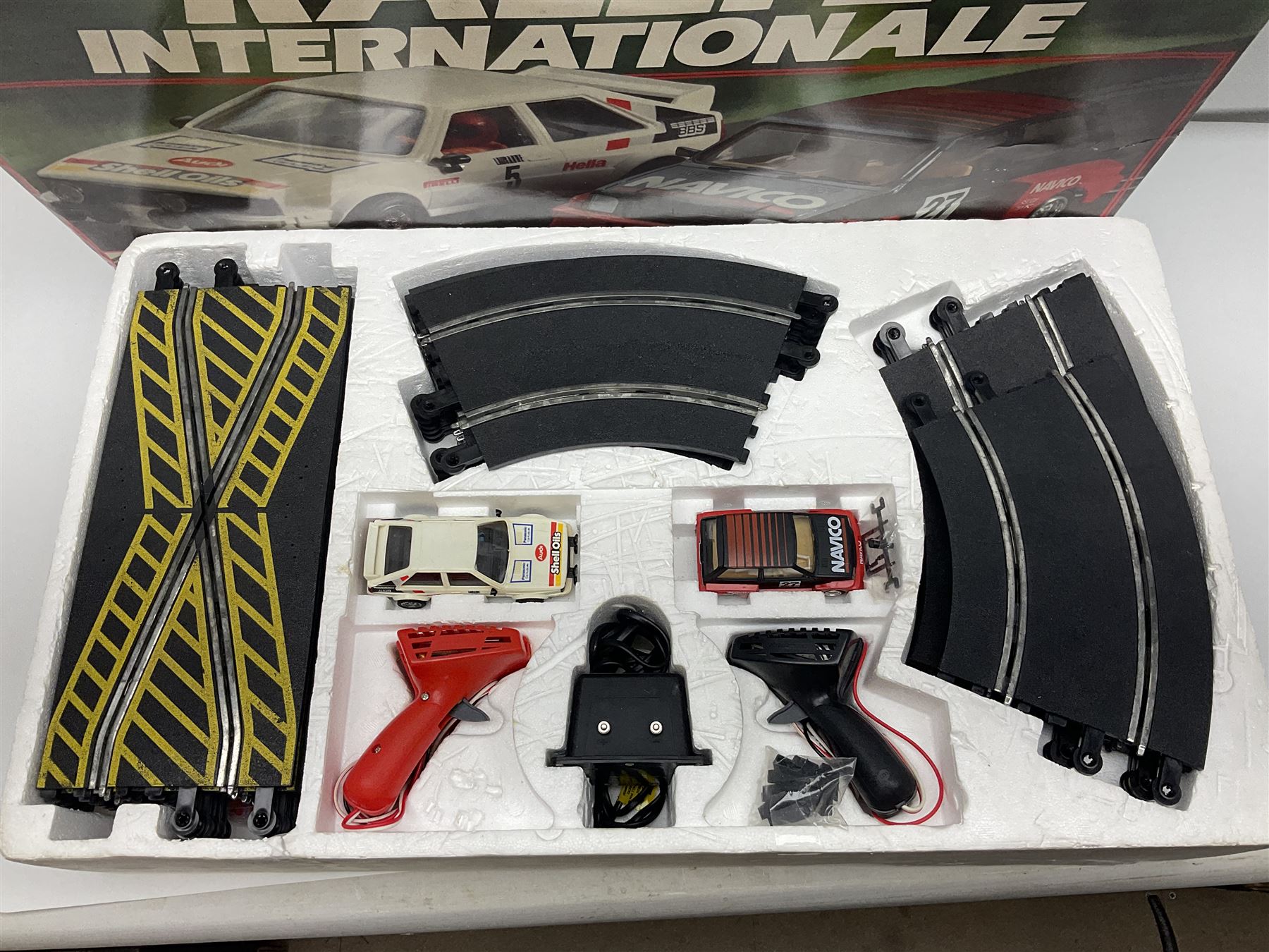 Scalextric - Rallye Internationale set with Audi Quattro and Austin Metro; boxed with instructions