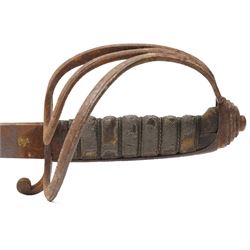 Victorian Royal Artillery officers sword with owners crest and initials, blade length 89cm and a copy of a mediaeval helmet