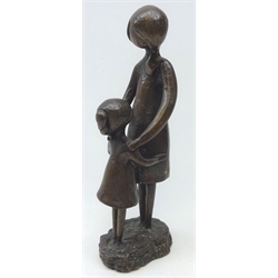  Contemporary bronze model of a mother and child, unsigned, H26cm  