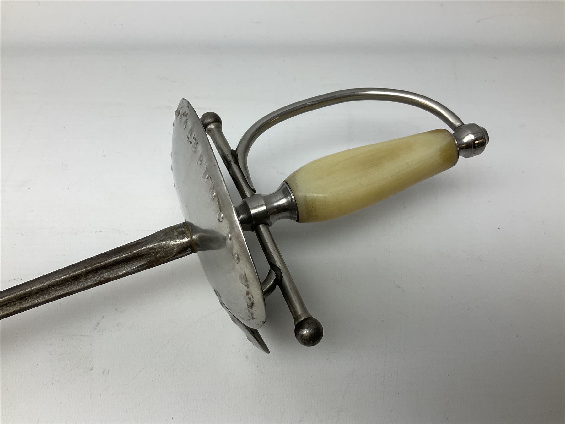 Three reproduction swords - Japanese katana and saya; Tai Chi sword with ornate scabbard; and dress sword with fullered triangular blade and horn handle (3)