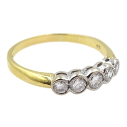 18ct gold five stone diamond ring, bezel set, London 1995
