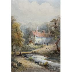 K Huggan (British early 20th century): Forge Valley Cottages, watercolour signed and dated 1921, 36cm x 25cm