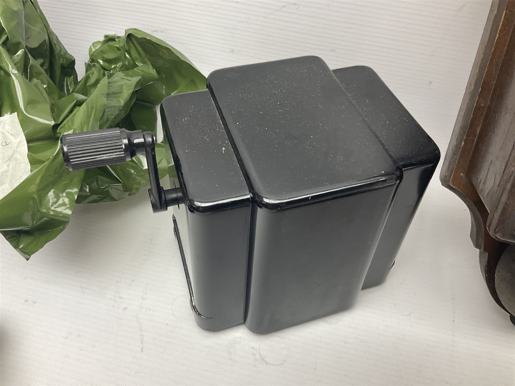 Collection of phone headsets, including GPO bakelite examples, together with other telephone parts 