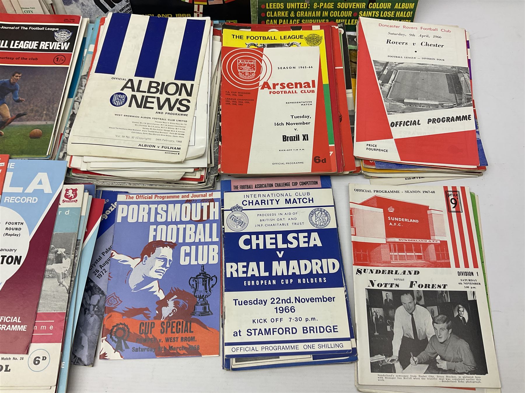 Collection of assorted football programmes, including International examples, together with copies of Football League Review and other memorabilia