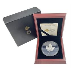 Royal Canadian Mint 2022 'Maple Leaves in Motion' fine silver fifty dollar coin, cased with certificate