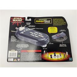 Star Wars - twenty-five 1998/1999 Star Wars Episode One figures and accessory sets by Hasbro in original card backed packaging; both Collection 1 and 2 with Electronic Commtalk reader for each figure's commtalk chip.