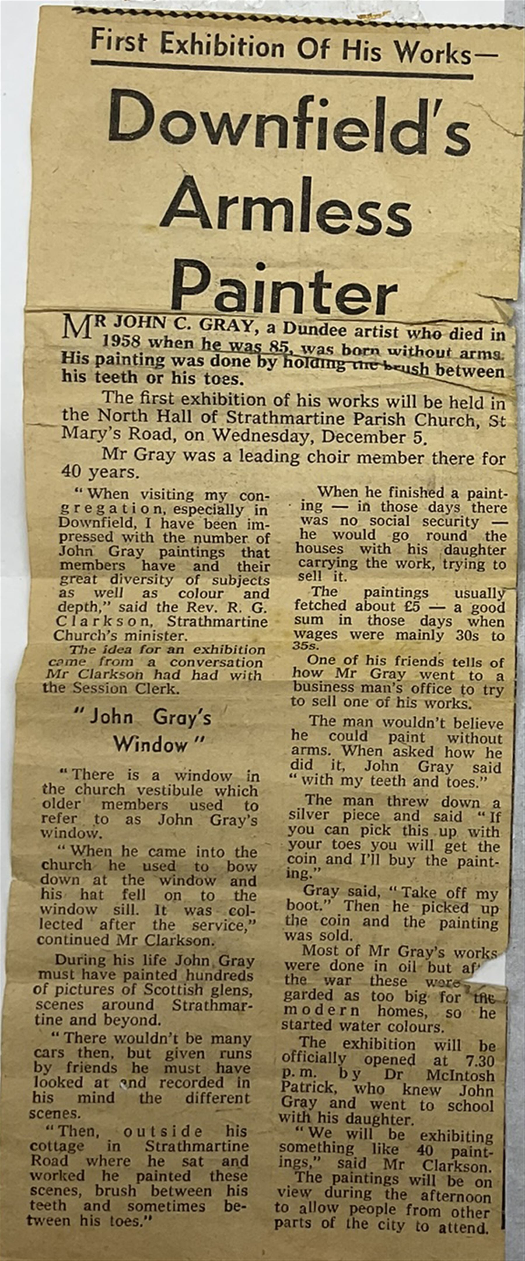 John C Gray (Scottish 1873-1958): Cattle Grazing, oil on canvas signed and dated 1915, 24cm x 34cm 
Notes: Gray, a Dundee artist, was born without arms and painted by holding a brush between his teeth and toes. 