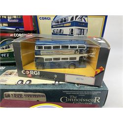 Corgi - twenty eight modern die-cast model coaches, buses and wagons to include Corgi Classics 35305, 96991, 97002, two 97108, 97208, 97267, 97335, 97871 and 98162; limited edition sets D949/26, 97107 and 97185; The Yorkshire Rider Series 91700, 91853, 91858 and 91862; all but one in original boxes or perspex display cases, most with certificates (27)
