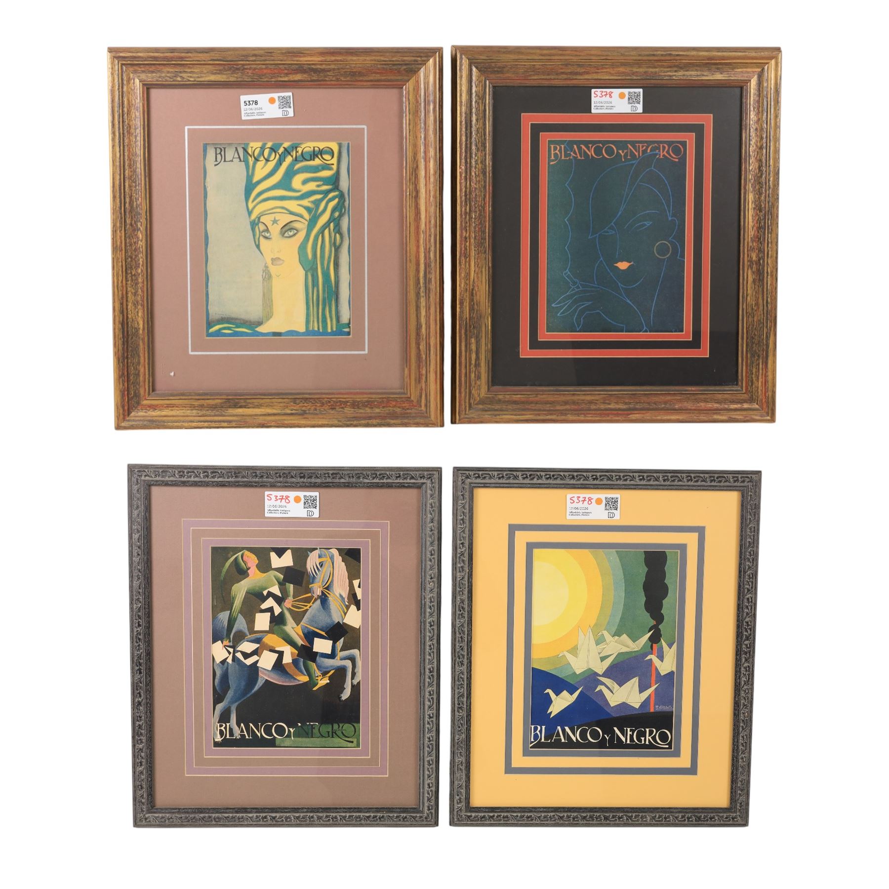 Set of four Blanco Y Negro posters, largest including frame 48cm x 42cm (4)