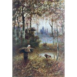 Eugene Joseph McSwiney (Irish 1866-1936): Gathering Firewood in Autumn, oil on canvas signed 80cm x 55cm