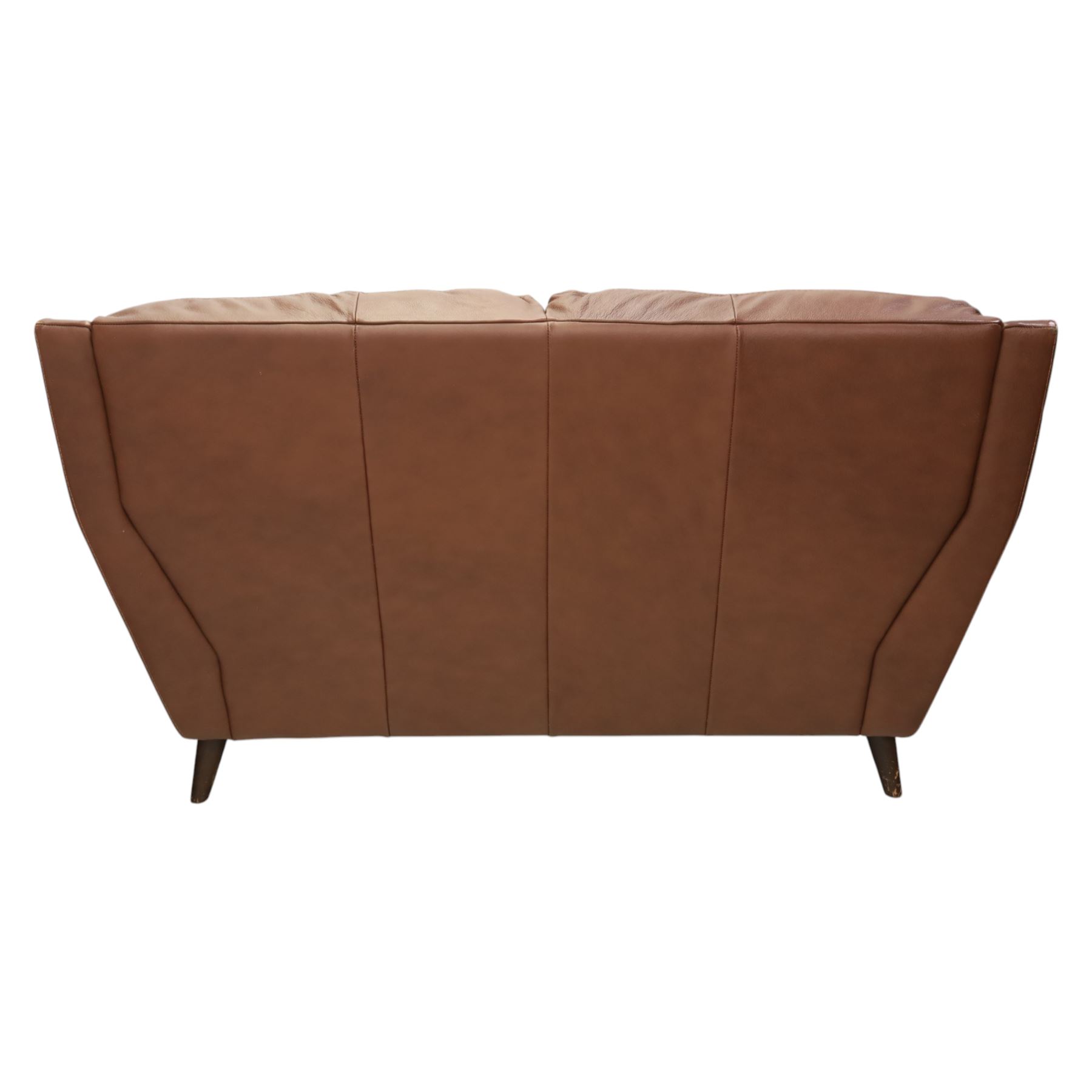 Sofology - grand two cushion three seat sofa, and matching two seater, upholstered in cocoa brown leather
Lengths: 210cm and 165cm