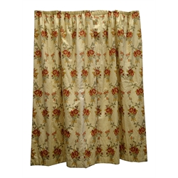  Zoffany Curtains - two pairs pencil pleated curtains, cream fabric with floral decoration, fully thermal lined, with two matching pelmets, 124cm, Drop - 215cm  