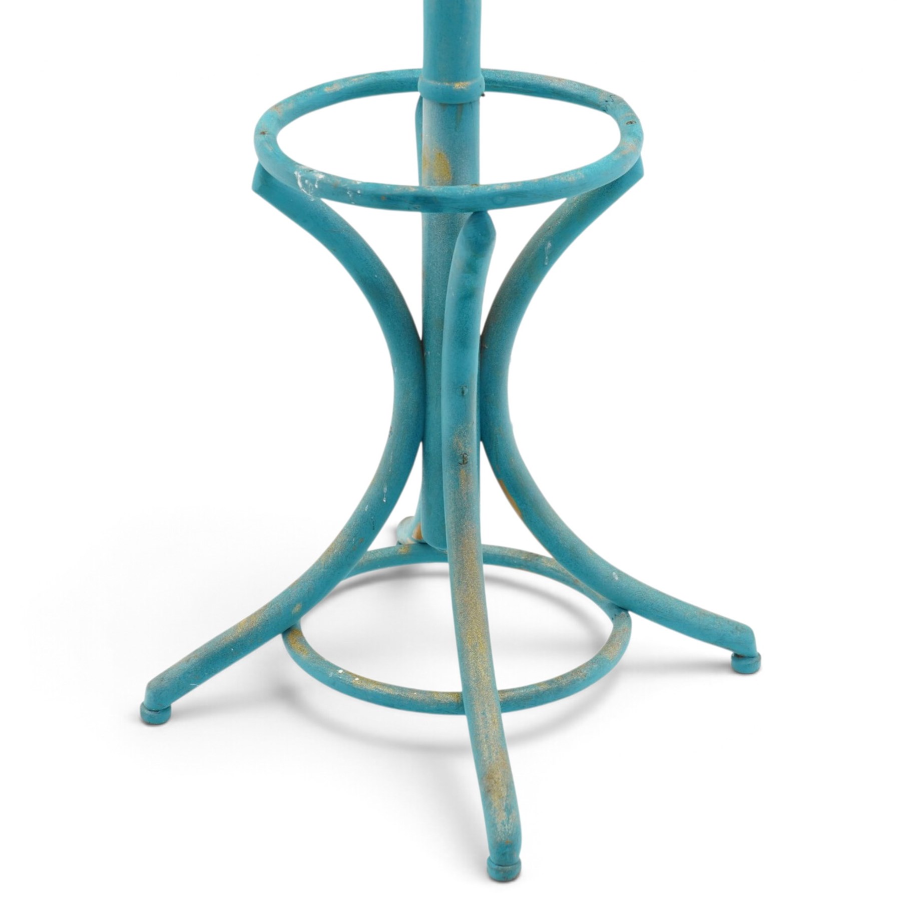 Two Thonet style bentwood coat stands, one painted in blue and gold glitter