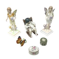 Lladro figure, Naptime no.5448, together with Villeroy & Boch figures and other ceramics  