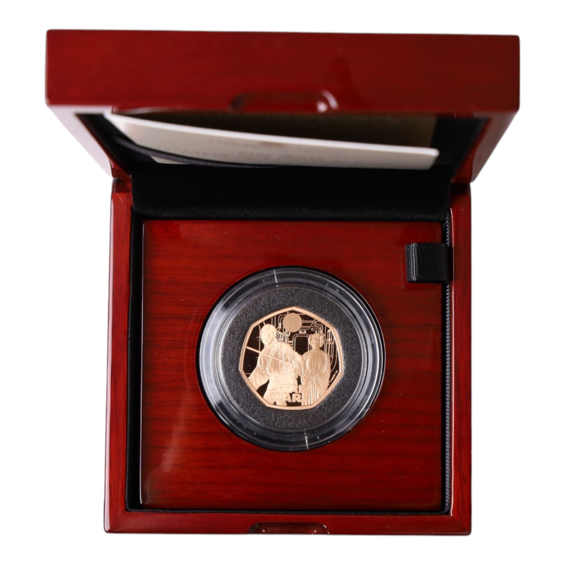 The Royal Mint United Kingdom 2023 'Star Wars Luke Skywalker and Princess Leia' gold proof fifty pence coin, cased and boxed with certificate