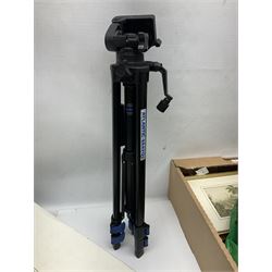 The National Comprehensive Family Bible, coloured and black and white plates, together with Jessop Atlantic tripod, brass candlestick and other collectables, in three boxes 